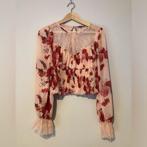 Free People Size S Floral Lace Crop Top